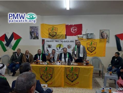 At event for Palestinian Authority municipal election campaign, Fatah and PFLP brandish flags and posters showing maps of "Palestine" which completely erase Israel's existence