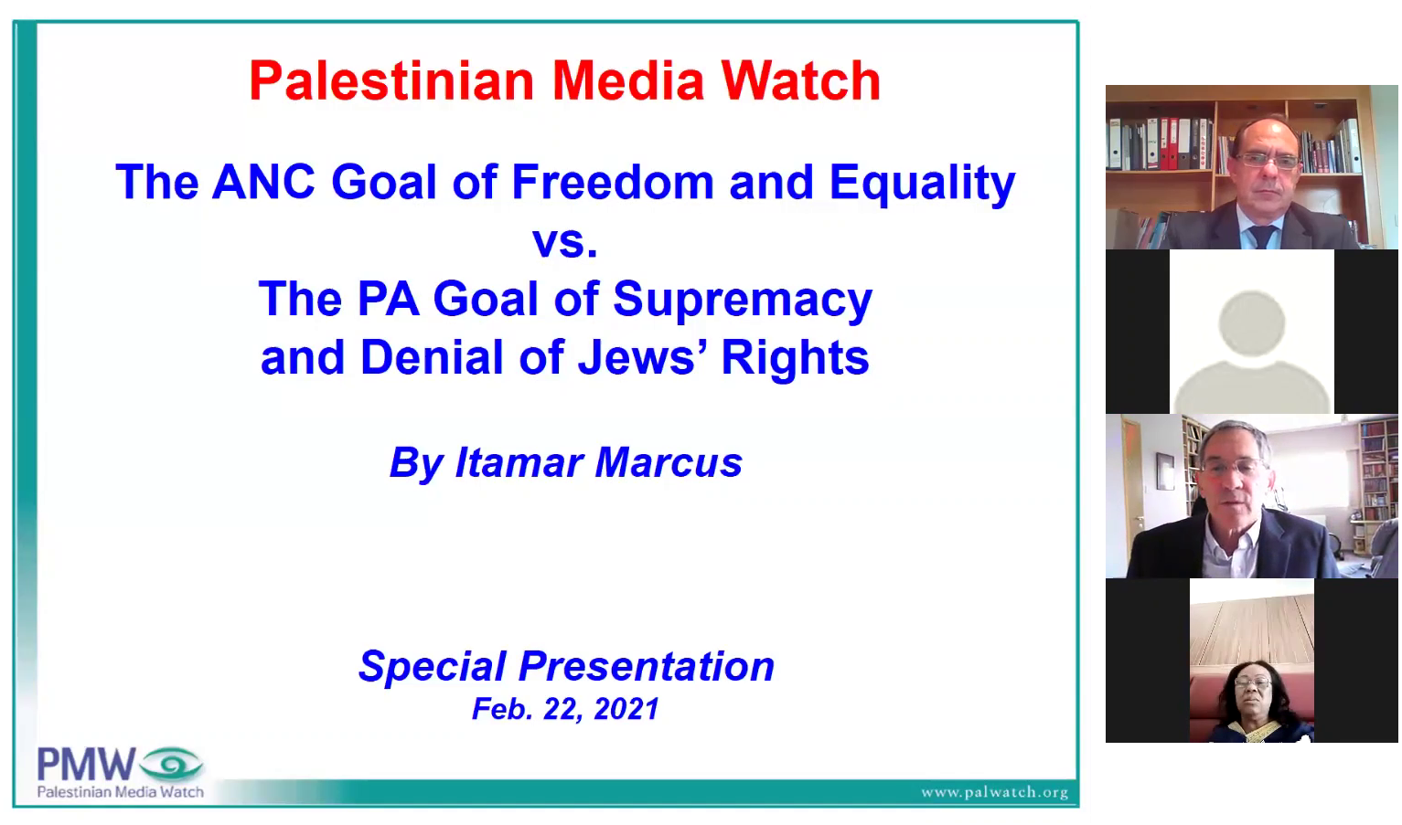 PMW zoom lecture to leaders from 10 African countries