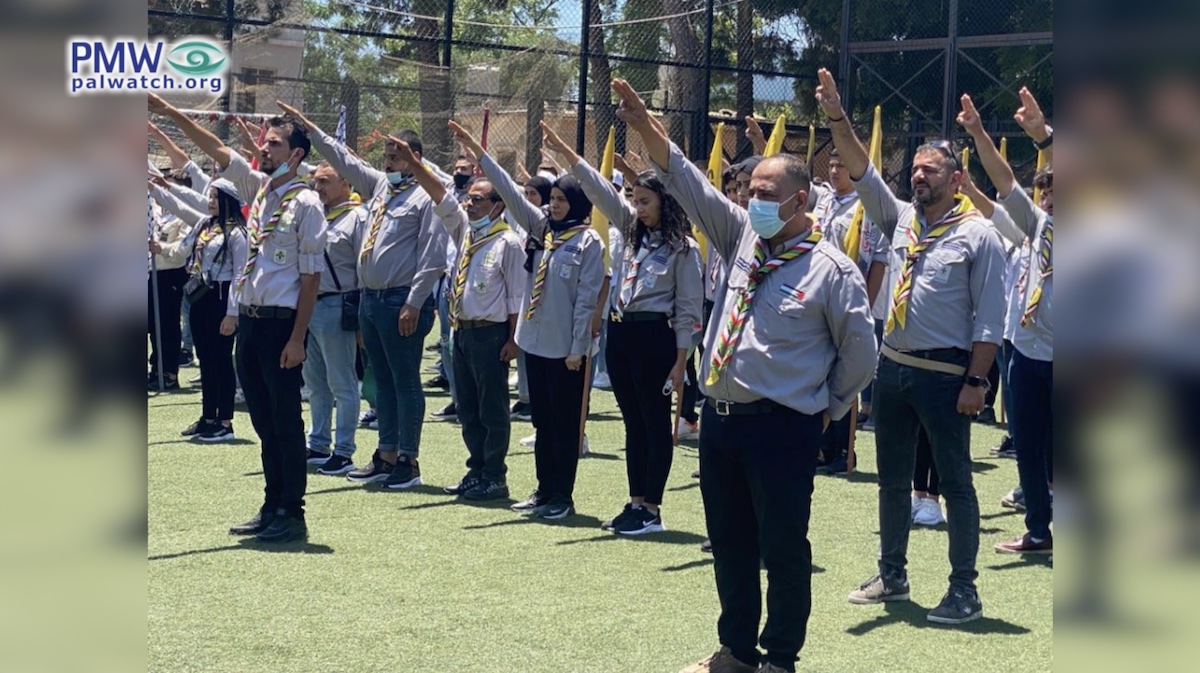 Palestinian scouts in Lebanon turn scout salute into Nazi-like salute, “will sacrifice our blood for Palestine”