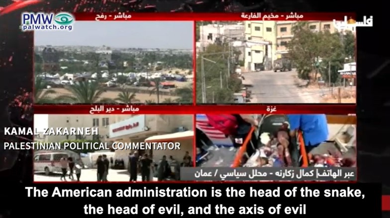 Palestinian Authority spits on the US hand that feeds it: US is “criminal” and “the head of the snake and the axis of evil”
