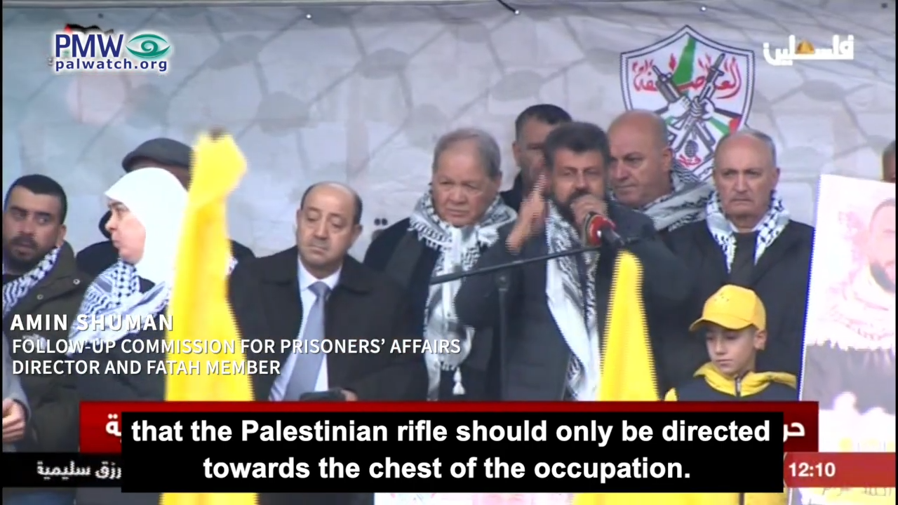 Palestinian Authority official: Terrorist prisoners “are a model of nobility, honor and purity”