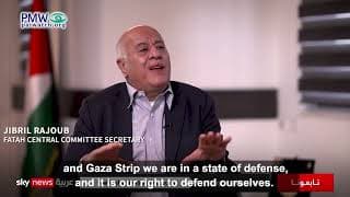 Top Palestinian Authority official Rajoub endorses terror as “self-defense in our lands… through all types of resistance”