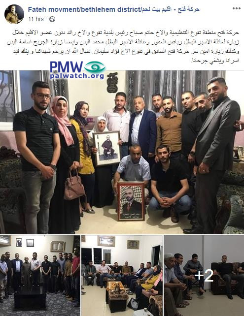 Fatah delegation visits families of “heroic” terrorist murderers