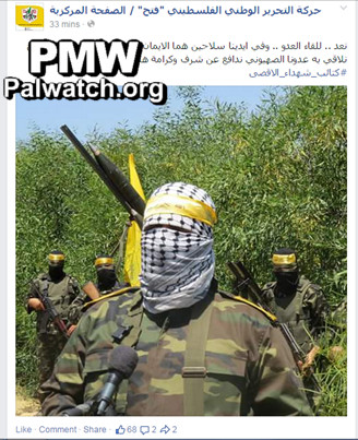 Fatah Facebook with picture of rockets: "We will confront our Zionist enemy"
