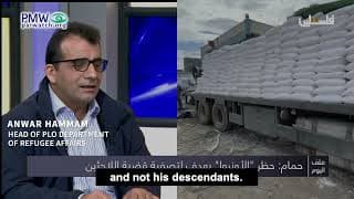 PLO official confirms UNRWA viewed as political tool for “right of return” for 6 million Palestinians, not humanitarian org.